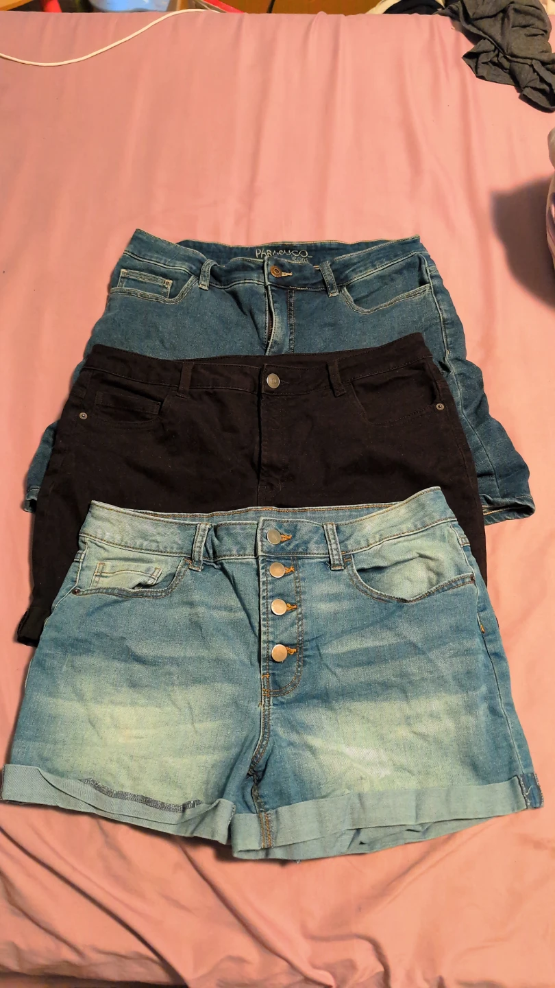 3 pairs of stretchy Women's Denim & Black Shorts Size 12