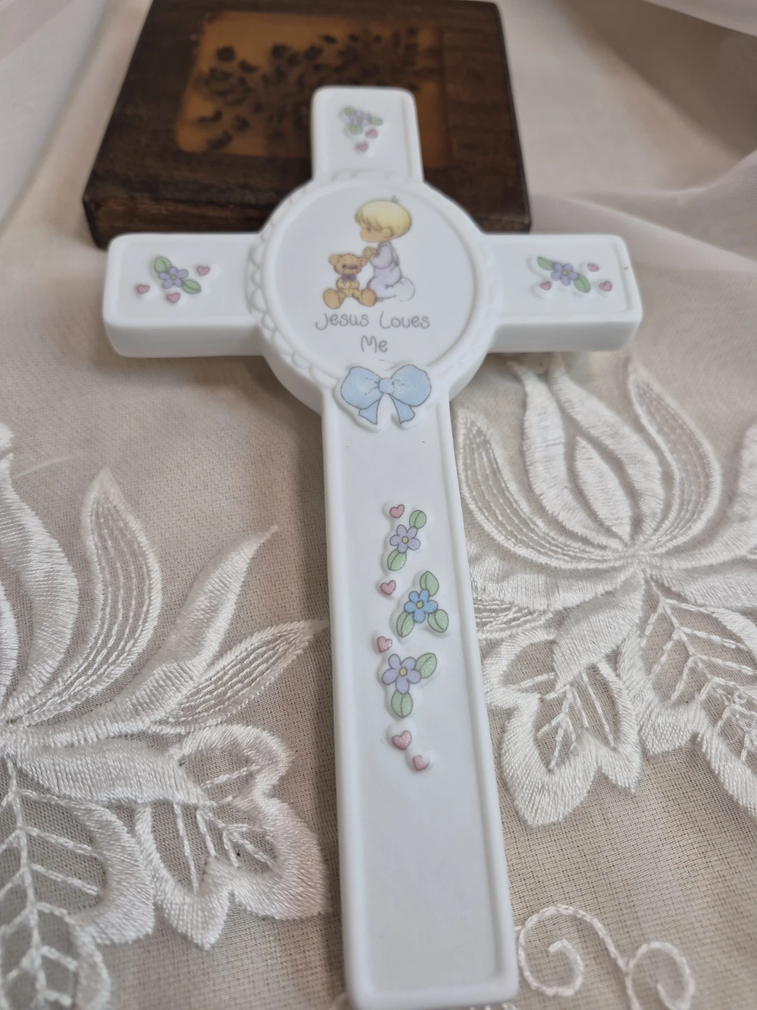 Vintage Porcelain Precious Moments “Jesus Loves Me” Cross