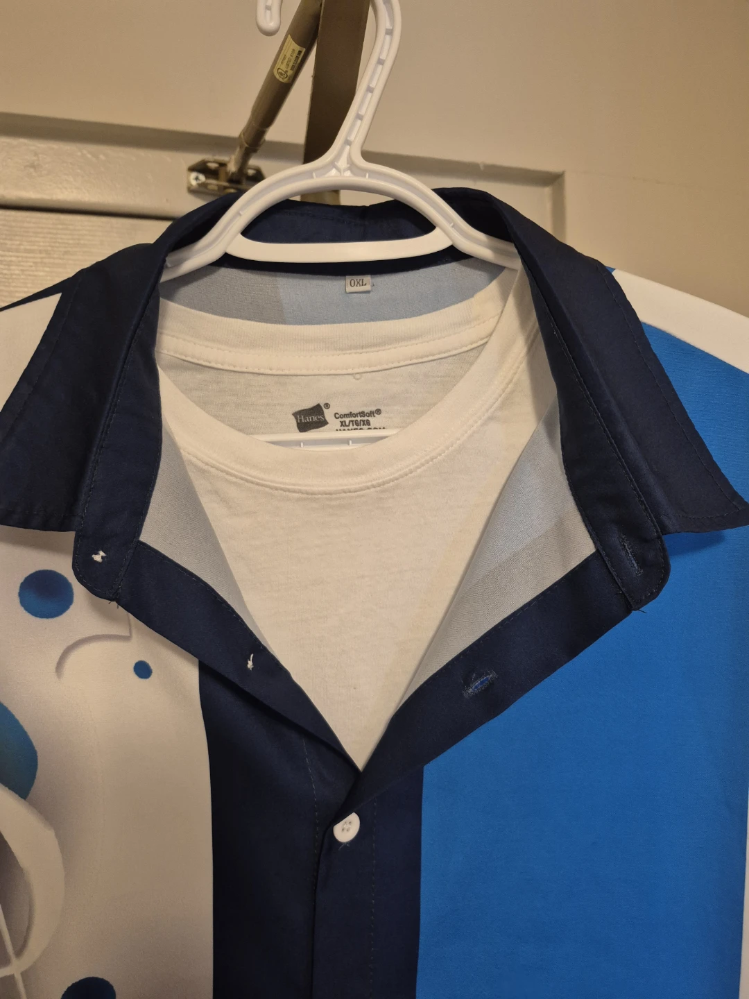 Men's XL Band Black, White and Blue Short Sleeved Shirt - photo 2