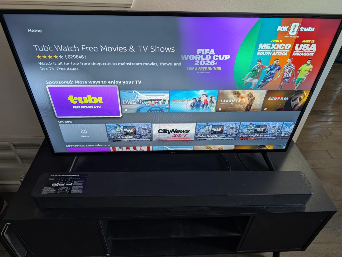 Amazon Fire TV with Soundbar and TV stand. - photo 2