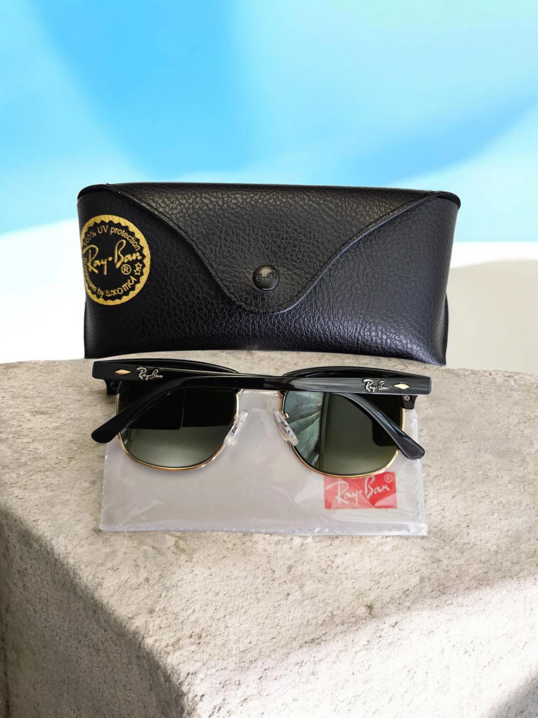 Ray-Ban Clubmaster Sunglasses with Blue Mirror Lenses - photo 4
