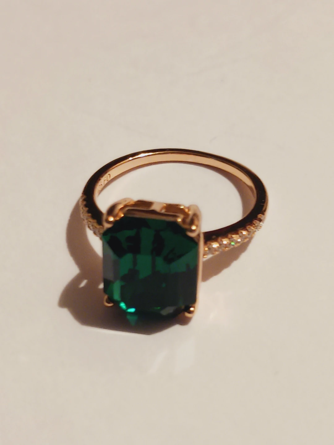New !! Gold Overlay Sterling Silver 925 Emerald Cut Ring. 8.