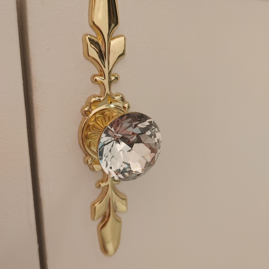 Gold Decorative Drawer Pull with Crystal Knob