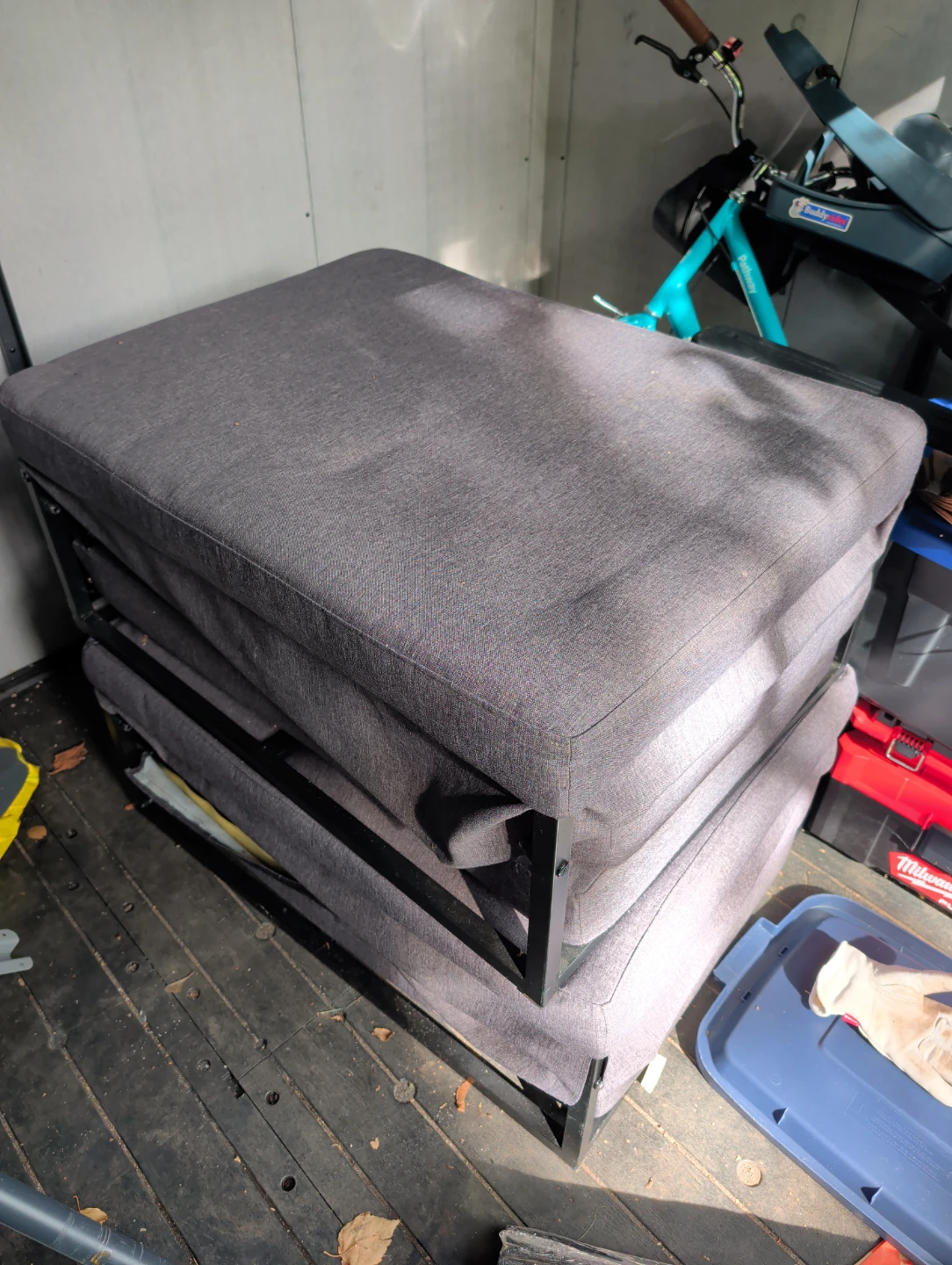 Grey Fabric Ottoman / fold out seat and bed x2 - photo 2