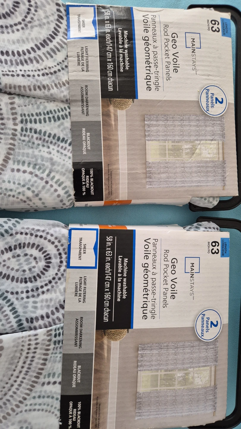 Mainstays Geo Voile Rod Pocket Panels - White Geo × 2 - photo 2