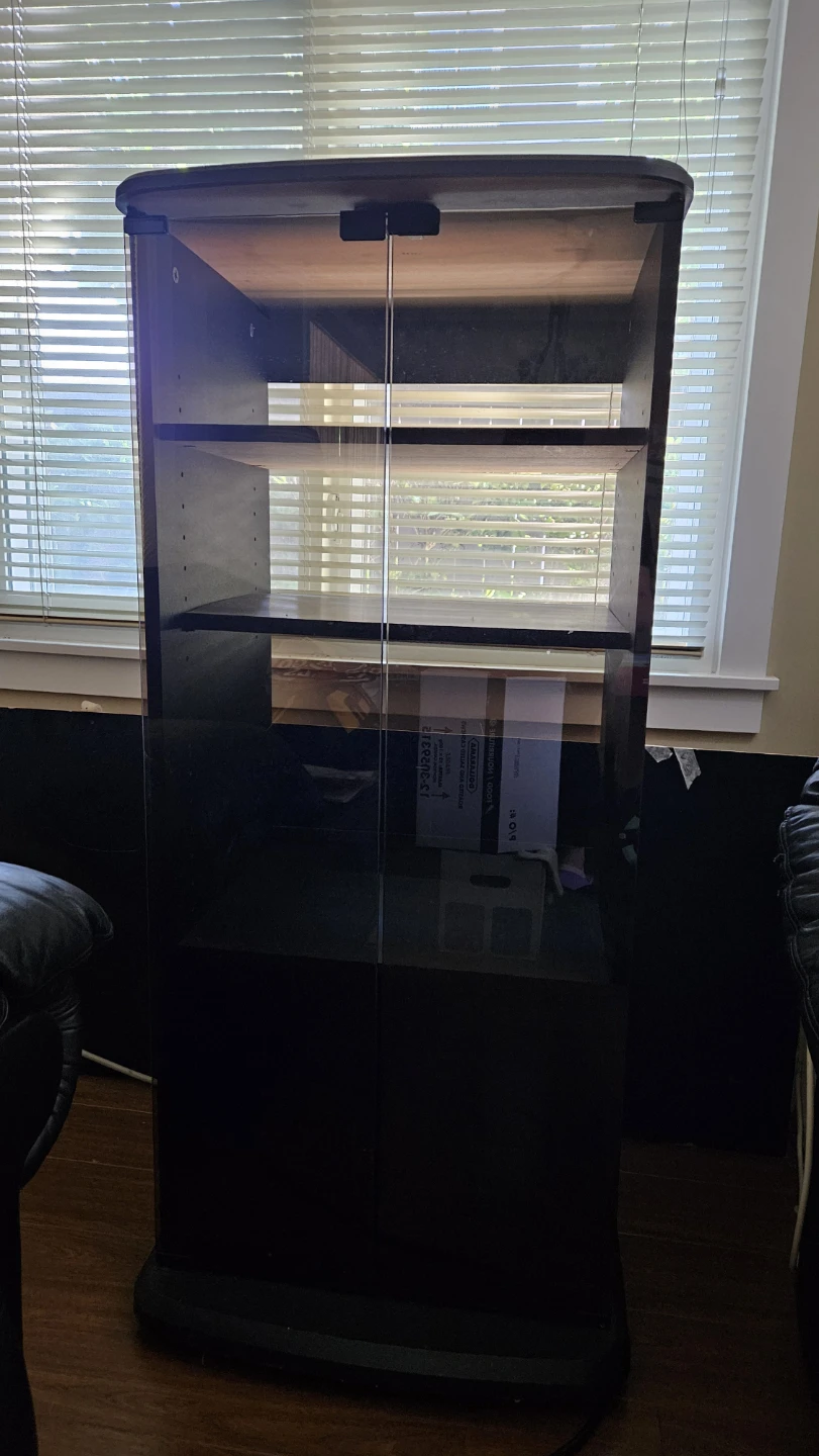 Black Media Shelf with Glass Doors