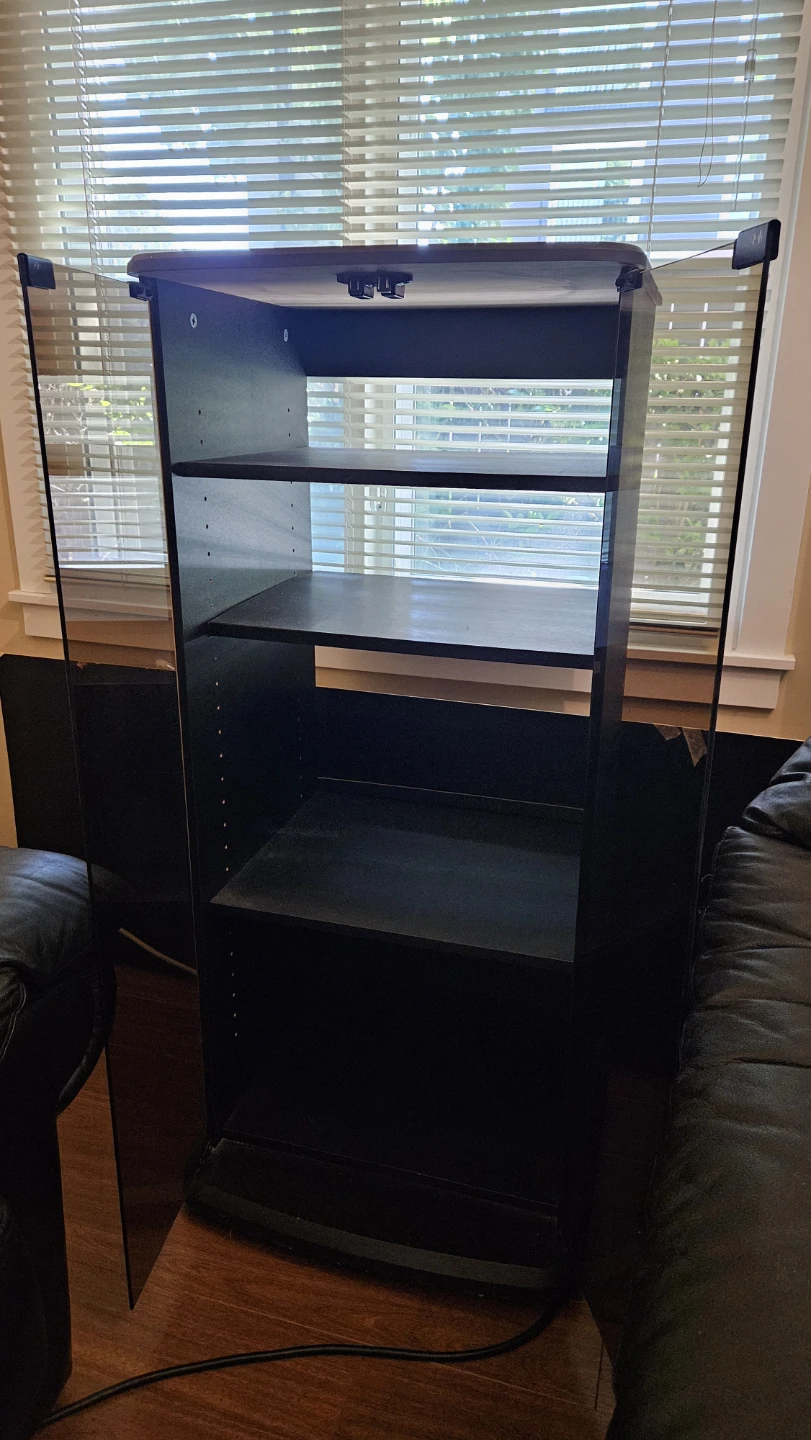 Black Media Shelf with Glass Doors - photo 2