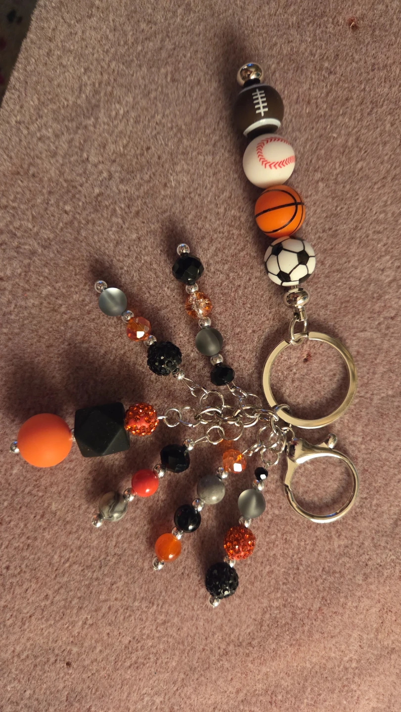 Sports Theme Beaded Keychain