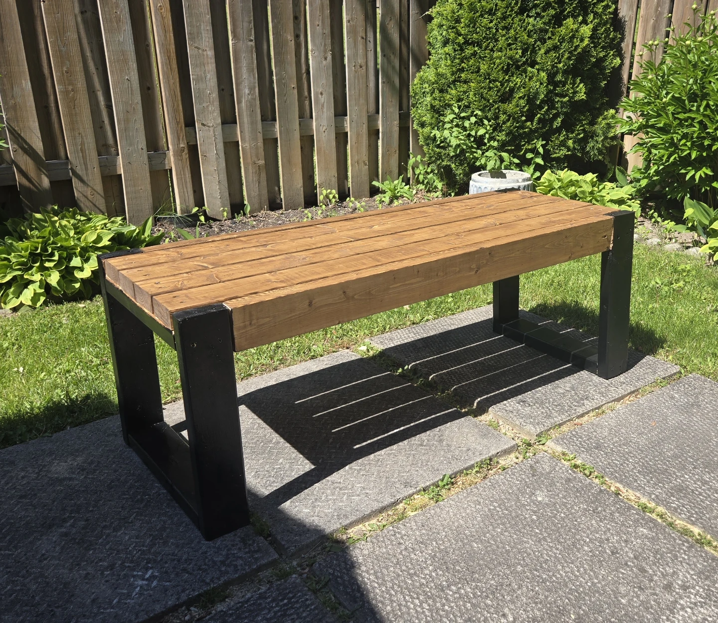 Modern Rustic Outdoor Wood Bench