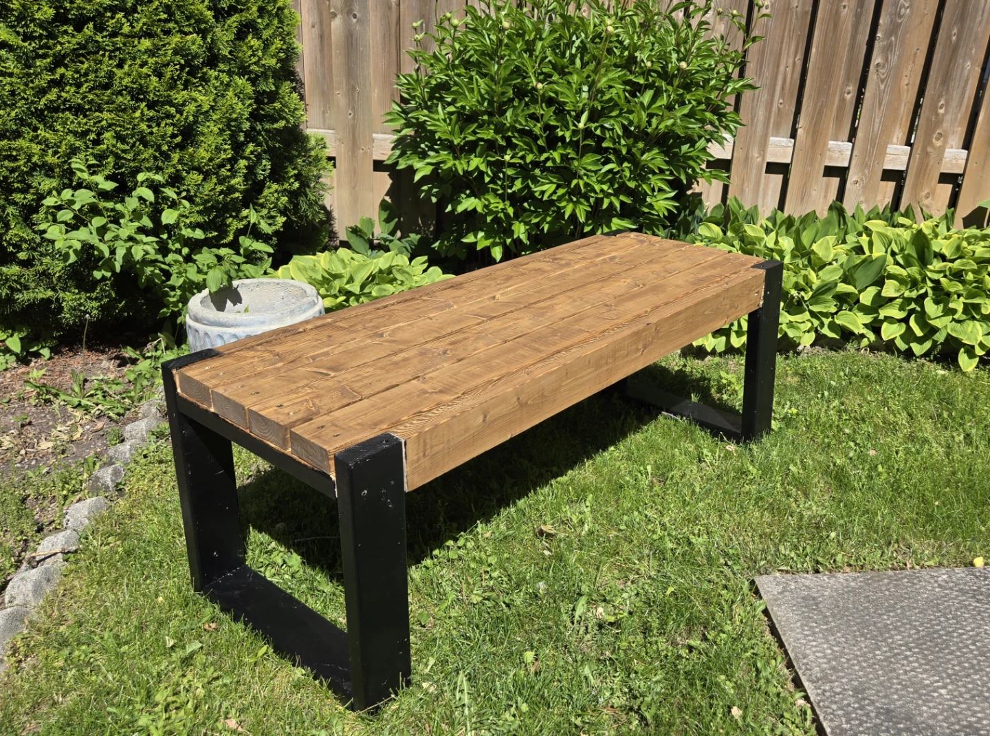 Modern Rustic Outdoor Wood Bench - photo 2