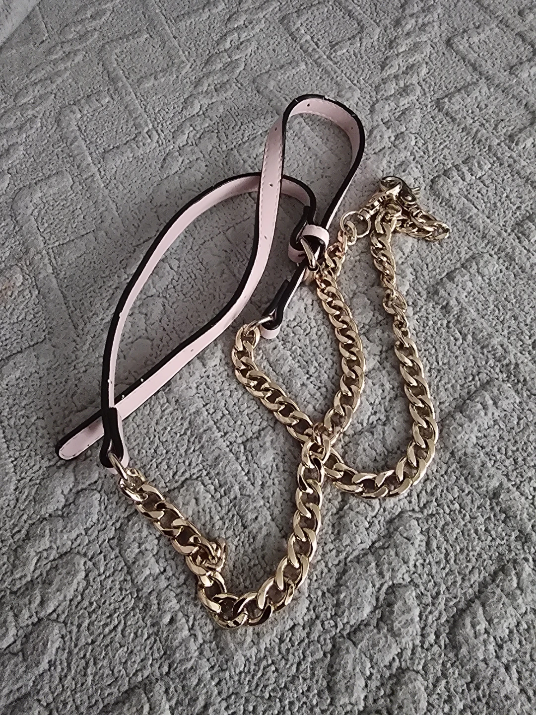 Pink and Gold Chain Purse Strap