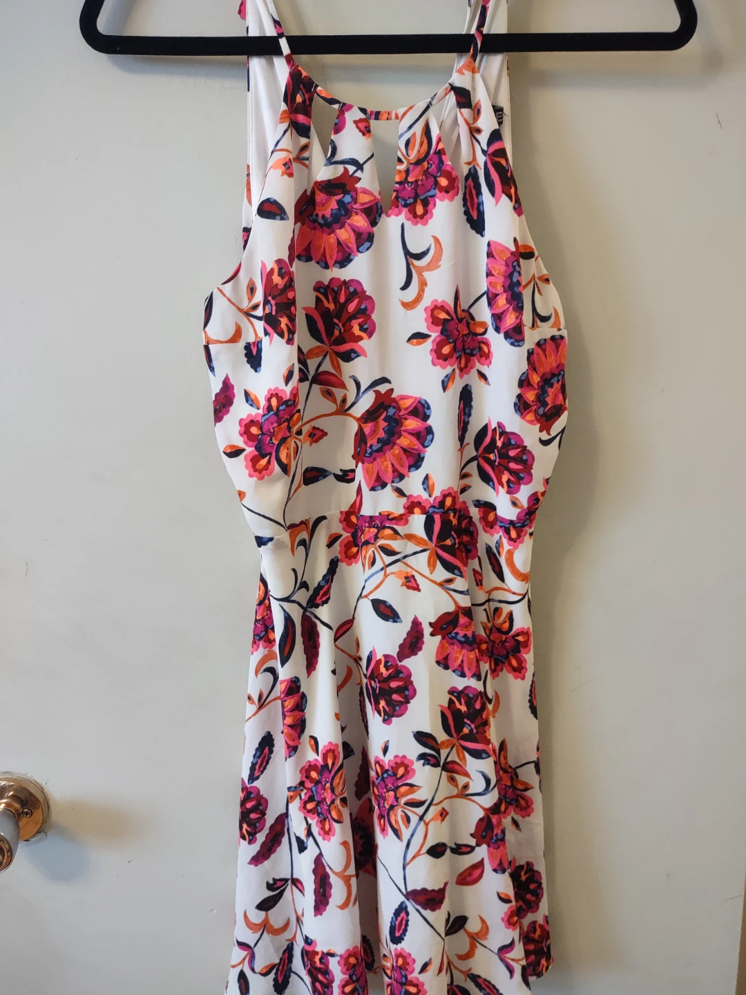 White Floral Print Halter Dress