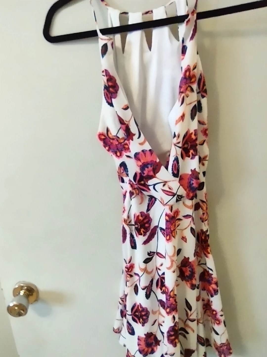 White Floral Print Halter Dress - photo 4