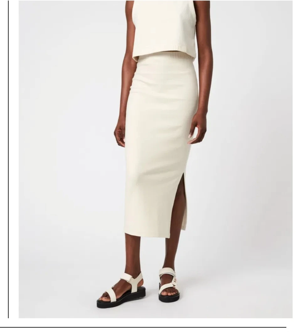 AllSaints Cream Knit Midi Skirt