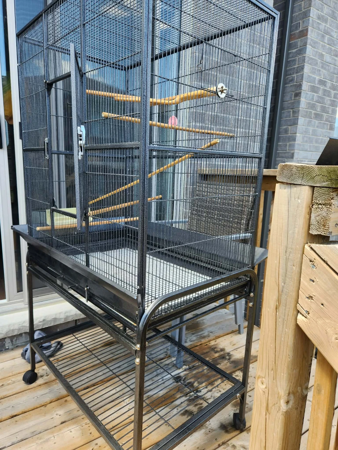 Large Black Bird Cage with Stand - photo 3