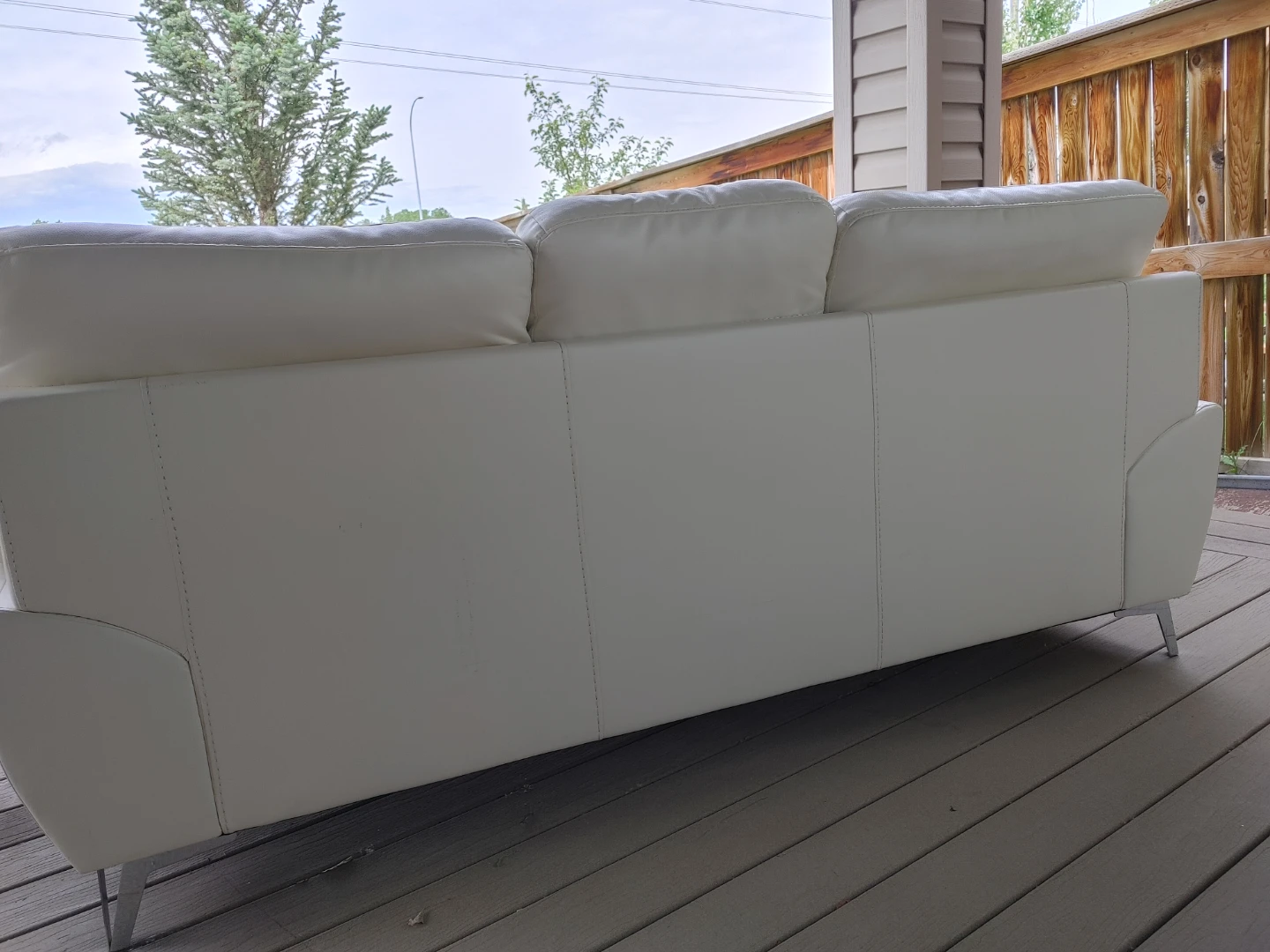 White Faux Leather Sofa