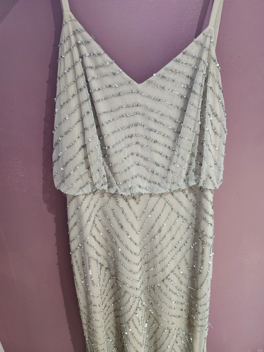 Adrianna Papell Beaded V-Neck Maxi Dress