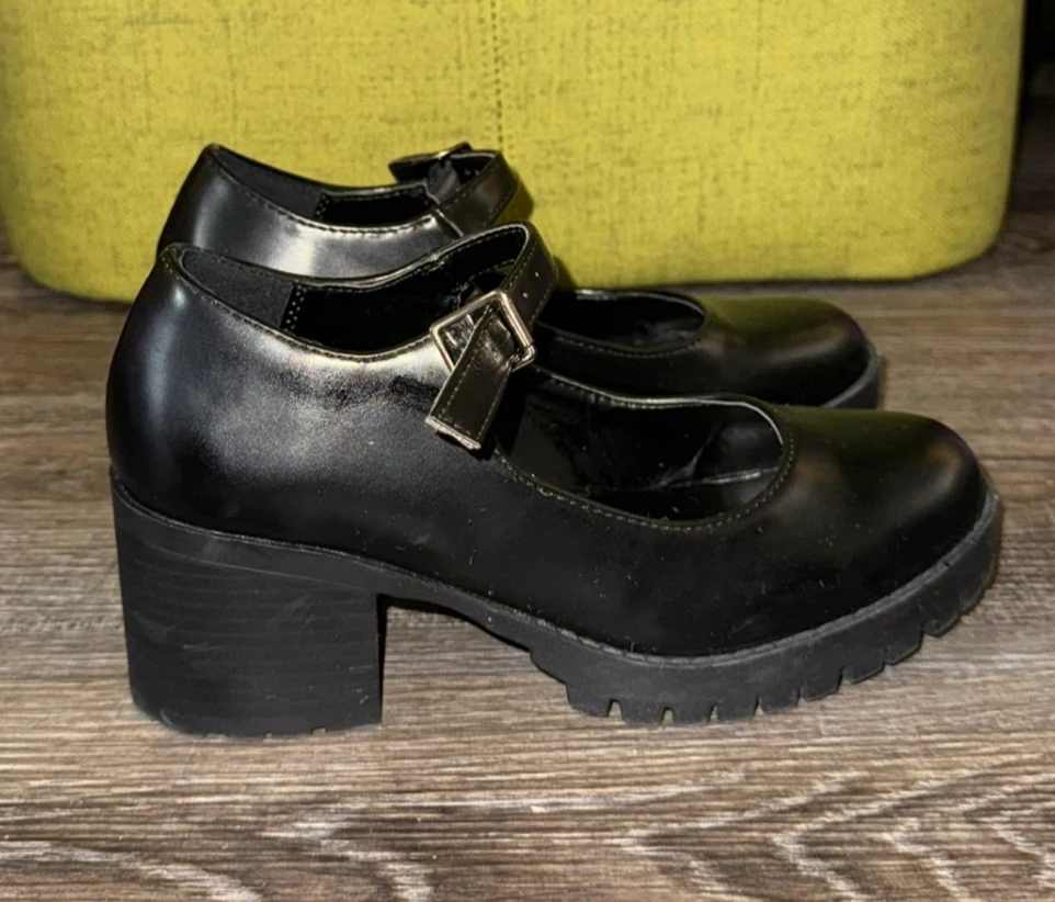 Black Mary Jane Platform Shoes Size 6 - photo 4