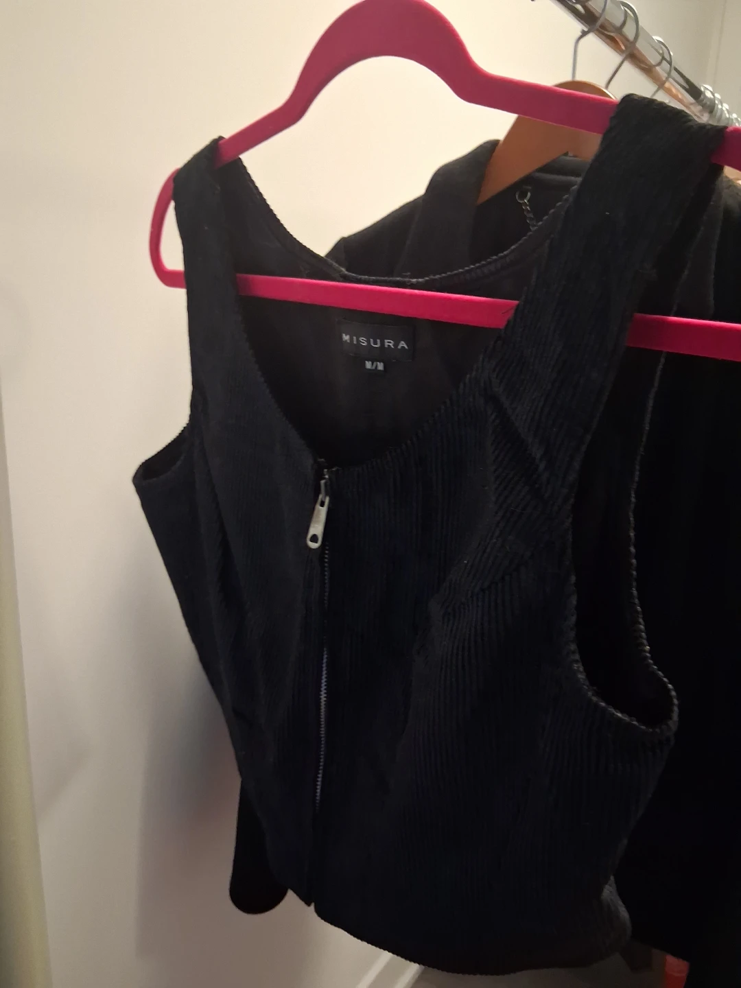 Misura Black Corduroy Zip-Up Crop Top - photo 2