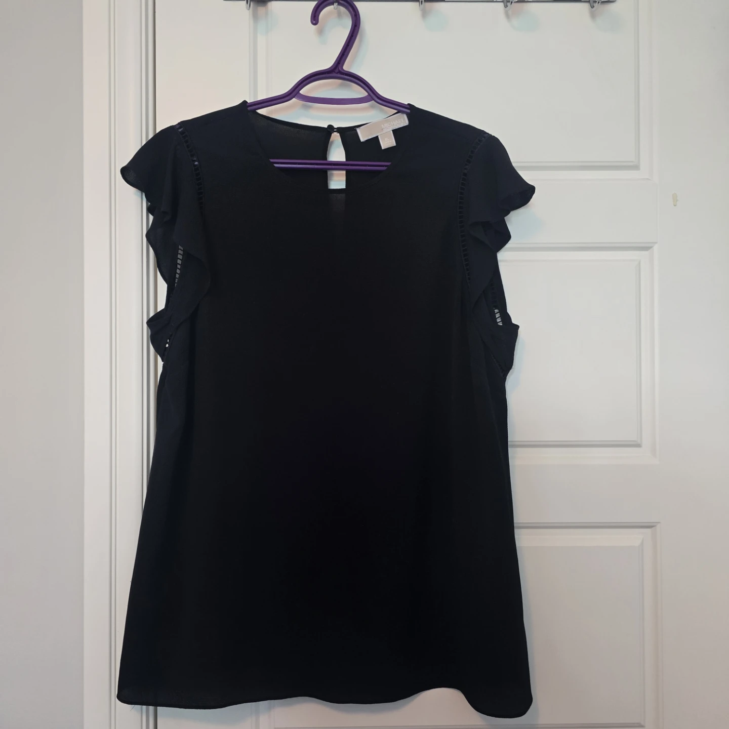 Michael Kors Black Ruffle Sleeve Top