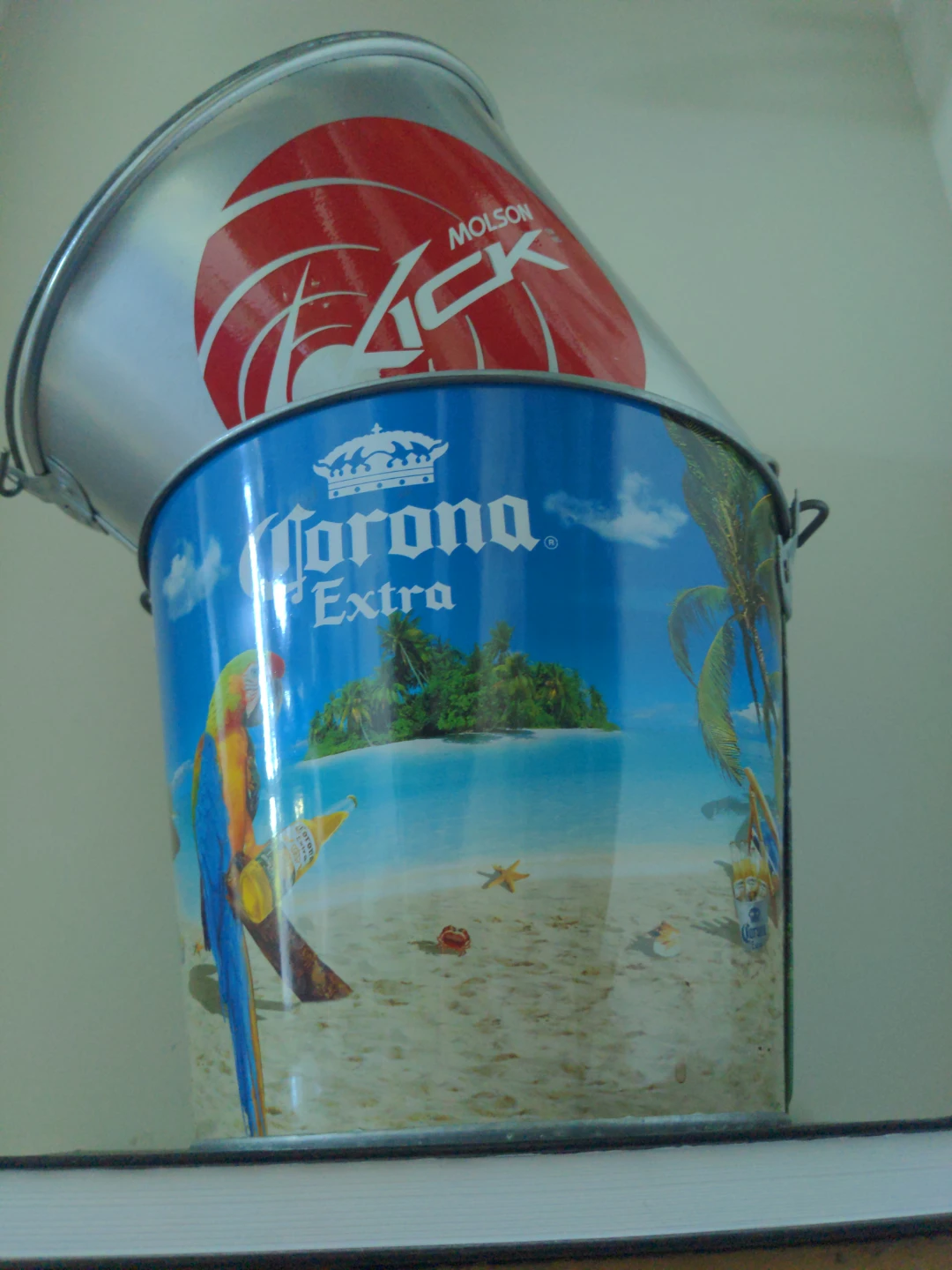 Corona Extra Beer Bucket with Molson Kick Design⚽