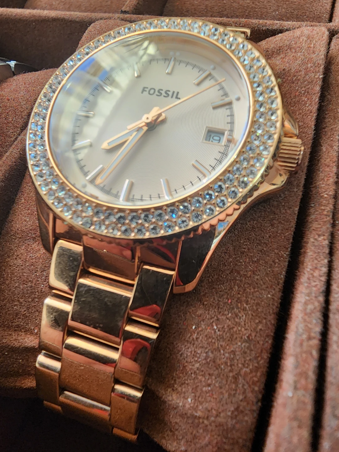 ⚽ Fossil Rose Gold Watch with Crystal Bezel - photo 2
