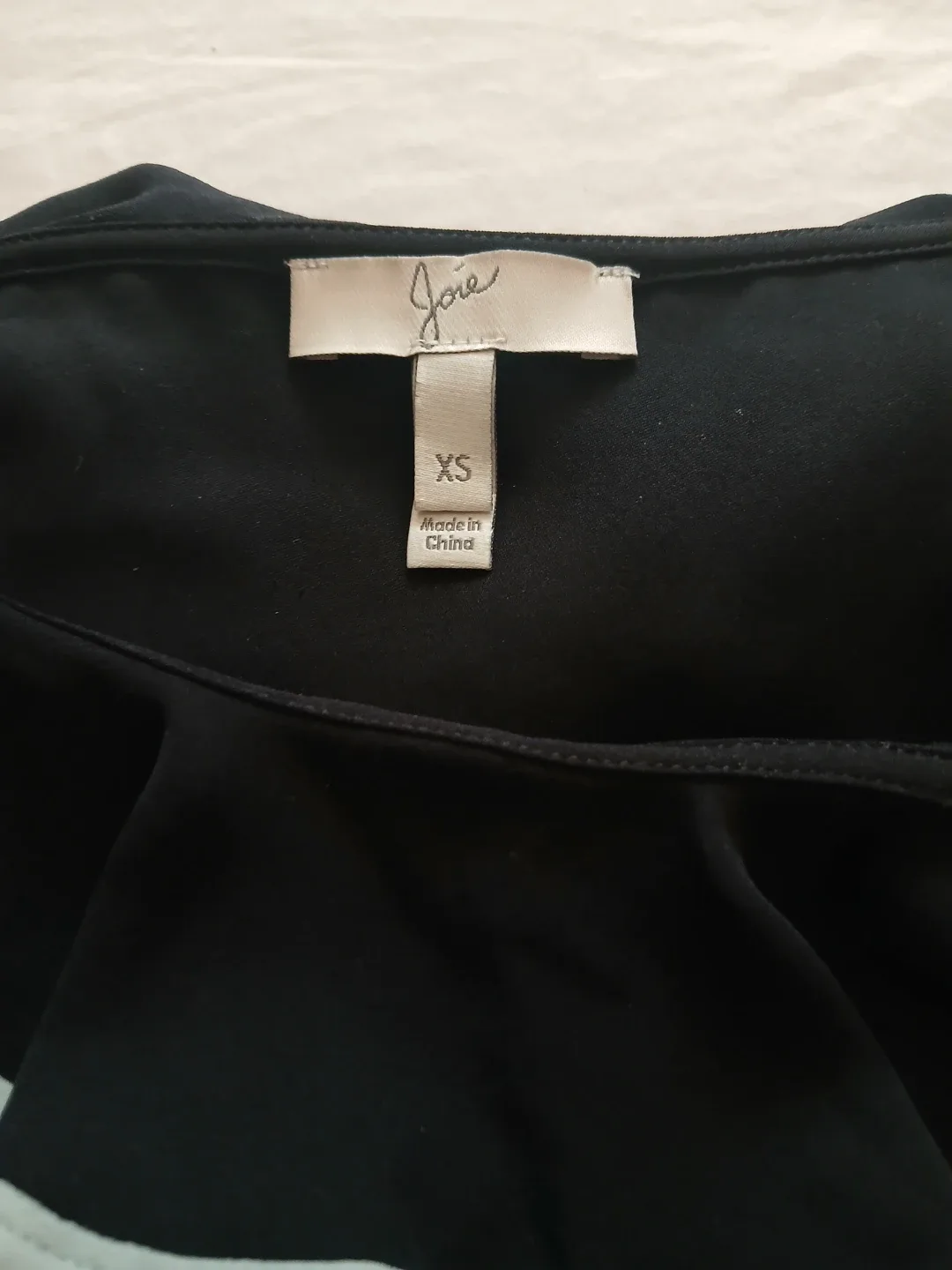XS Joie Black Ruffle  Top  with light blue trim - photo 2