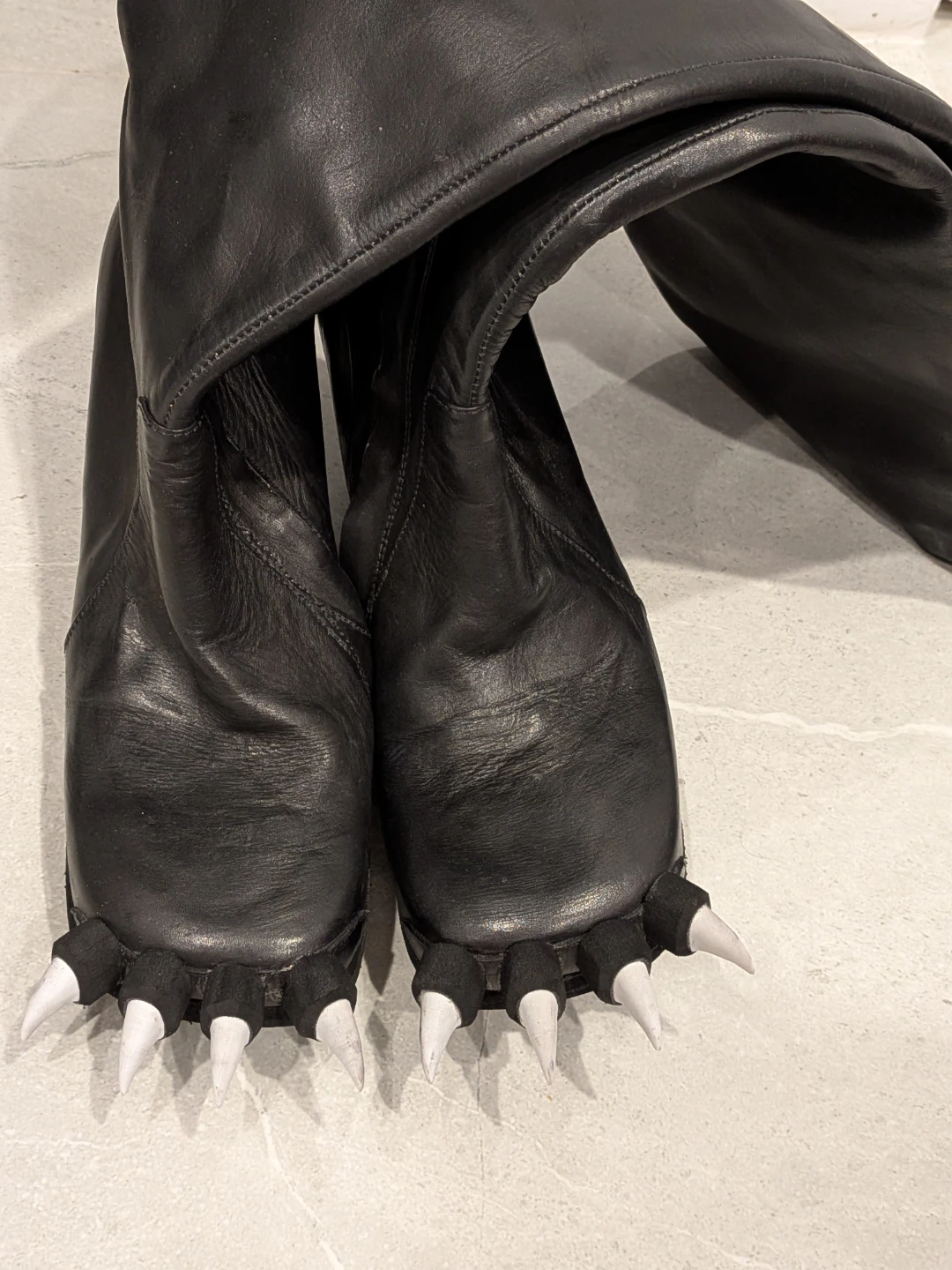 Size 5 Black Leather Knee-High Boots with Claw Accents - photo 2