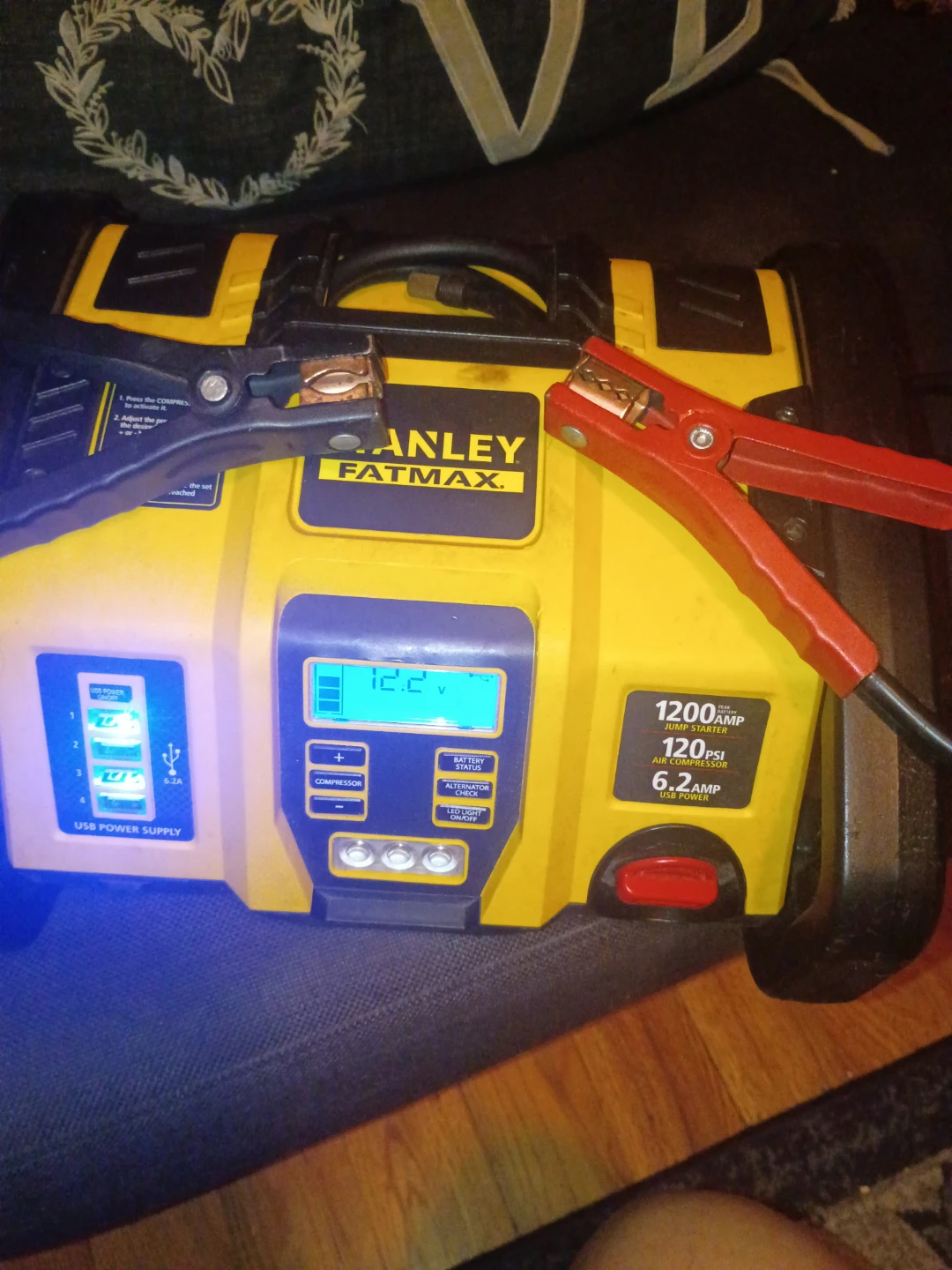 Stanley Fatmax 1200 Amp Jump Starter with Air Compressor