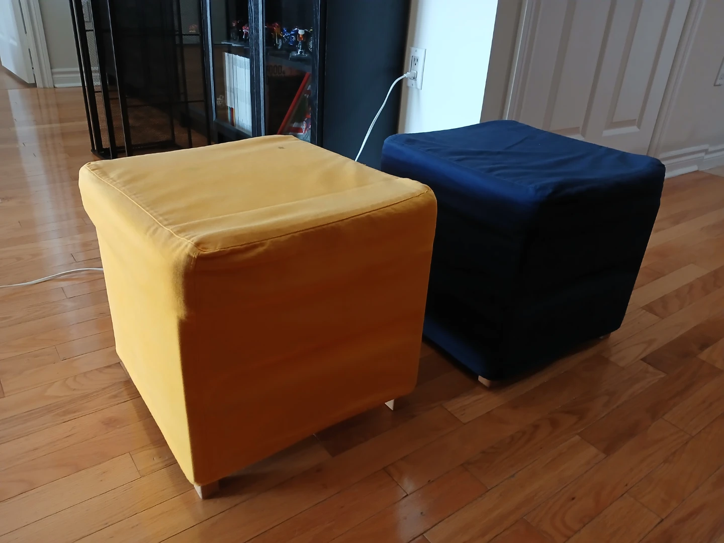 Yellow and Blue Ottomans (Set of 2) - photo 2