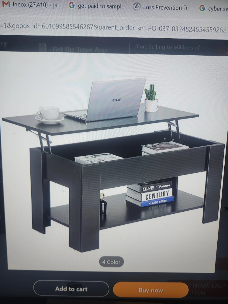 Black Lift-Top Coffee Table with Storage