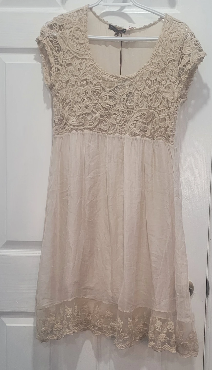 Beige Crochet Lace Dress
