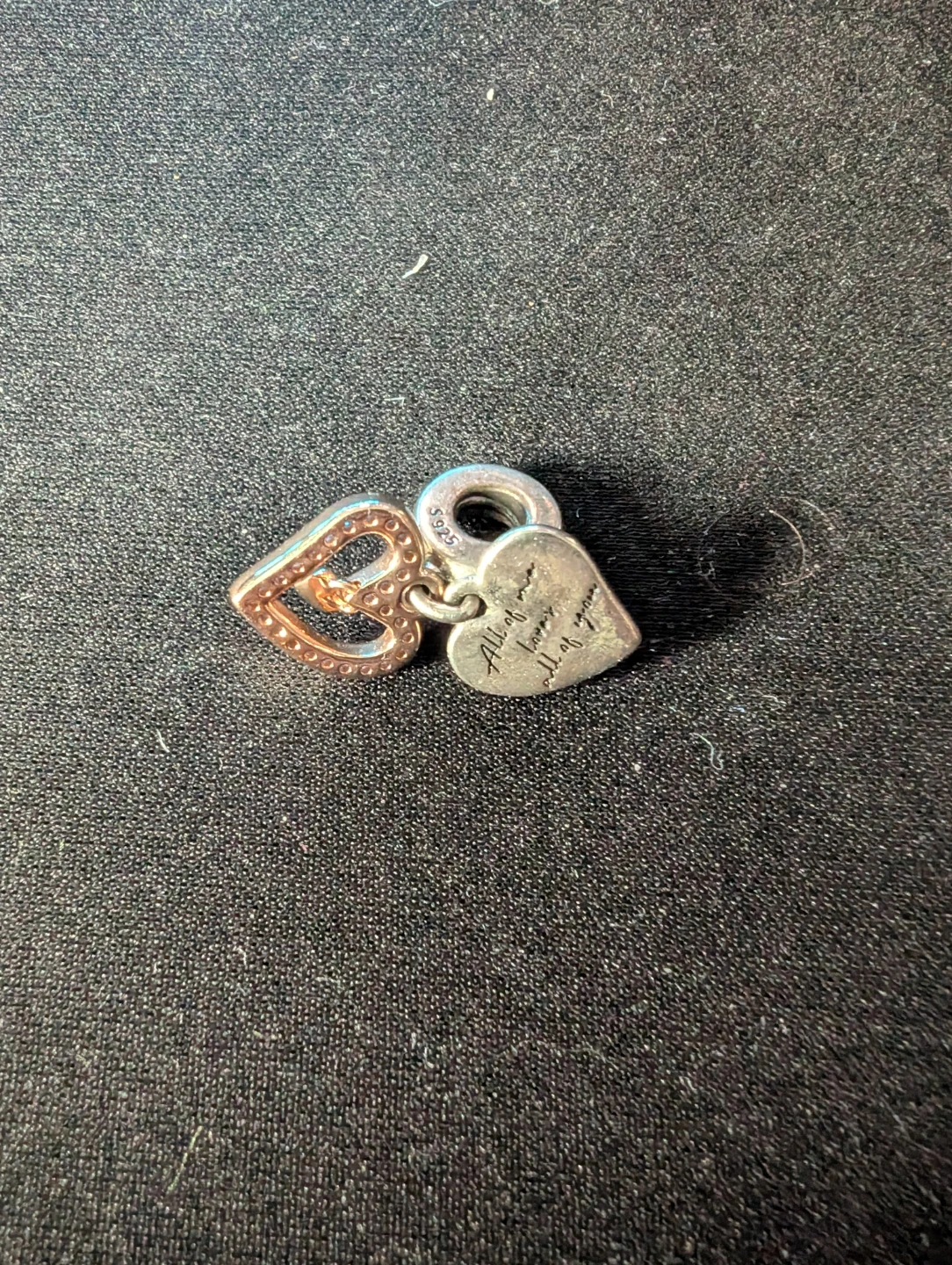 Silver Heart Charm with "All of me loves all of you" inscription - photo 2
