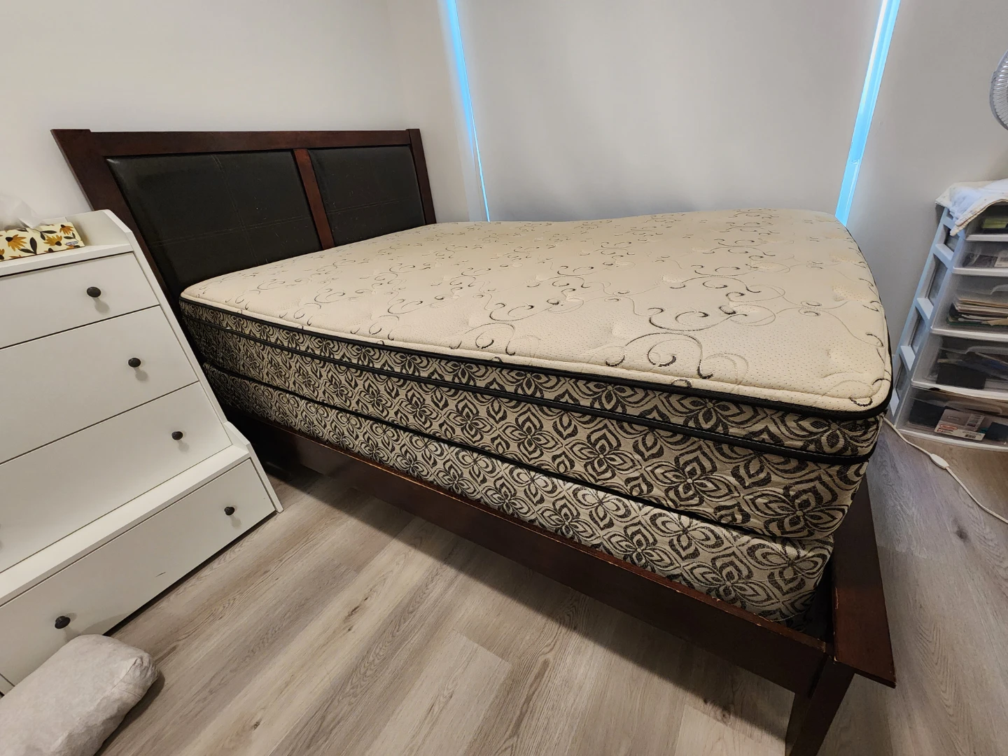 Queen Bed Frame with Boxspring and 10" Coil Mattress