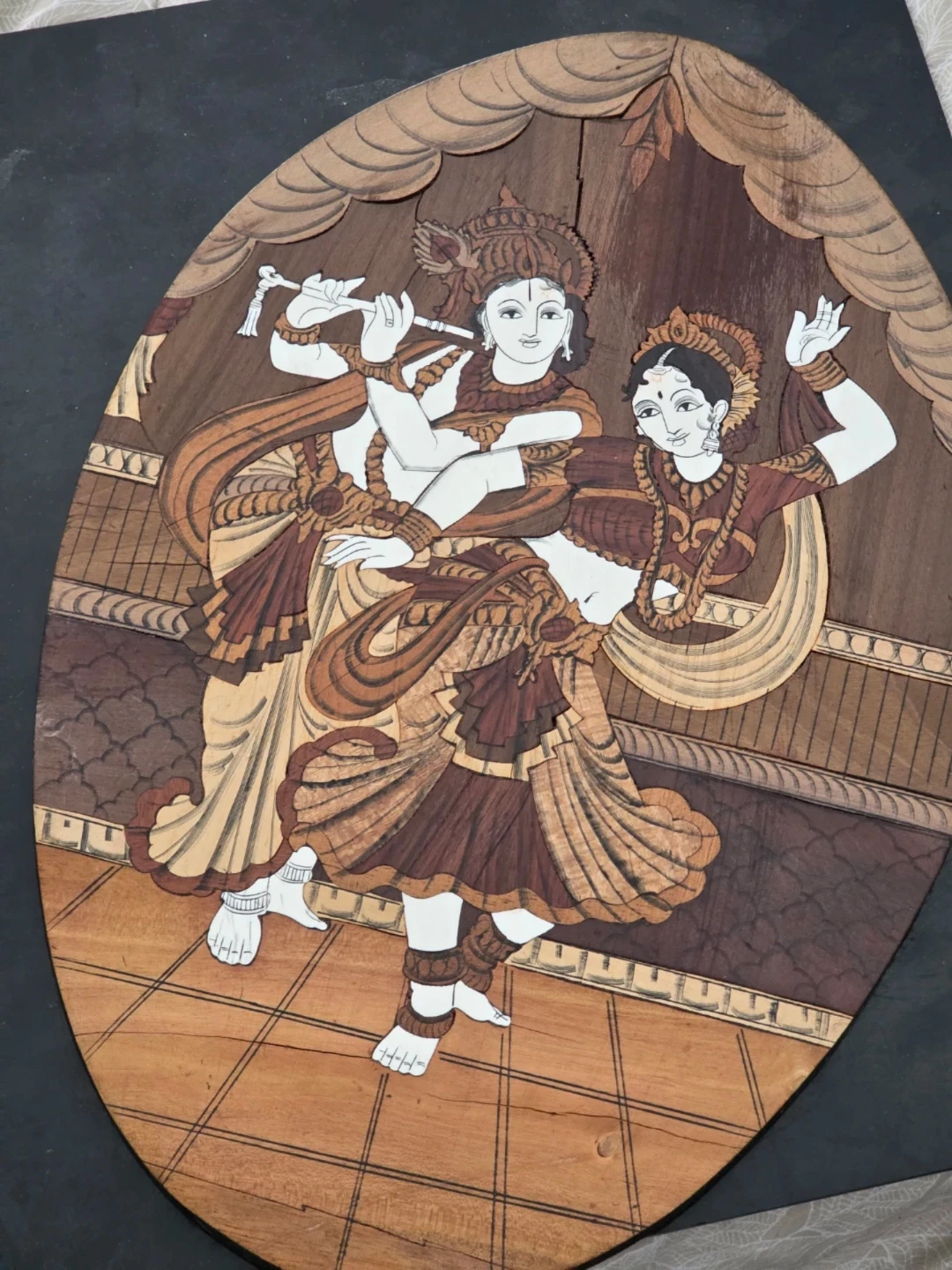 Wooden Marquetry Art Panel India 17"