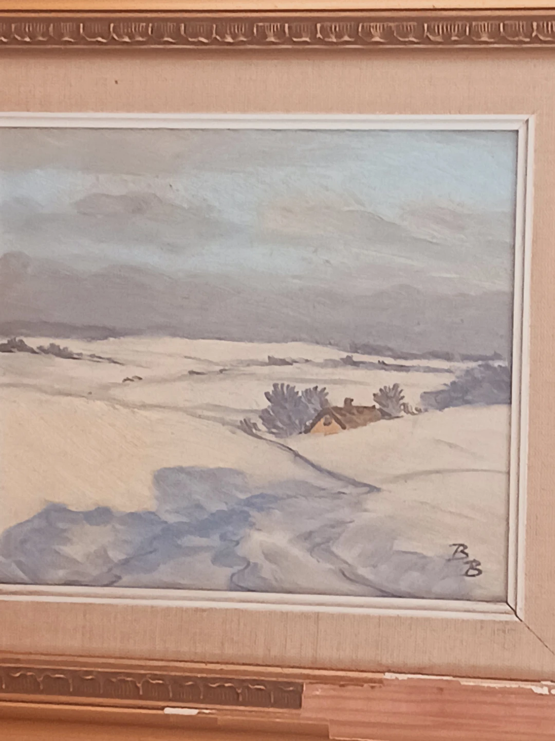 Authentic Danish Artist Signed BB Winter Landscape Oil  Painting - photo 3