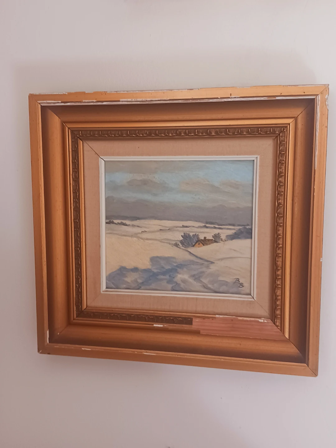 Authentic Danish Artist Signed BB Winter Landscape Oil  Painting - photo 4