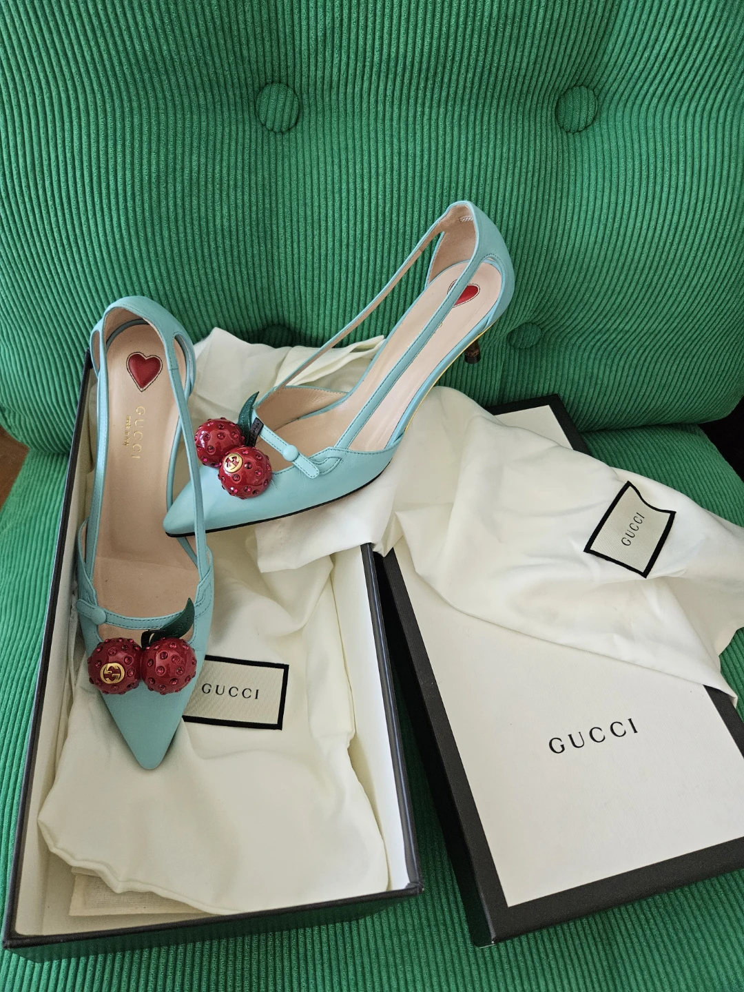 Gucci Light Blue Cherry Heels - photo 5