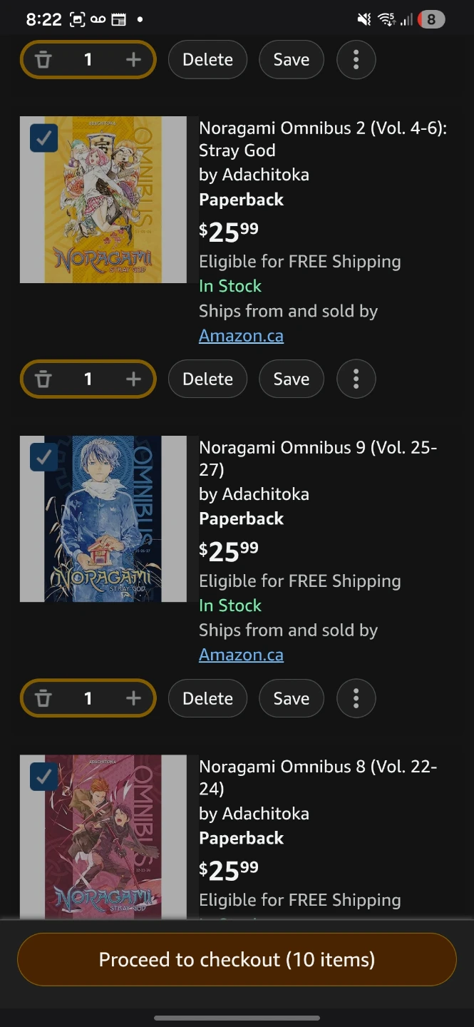 Noragami Omnibus Manga Books 2-9  volumes 4-27