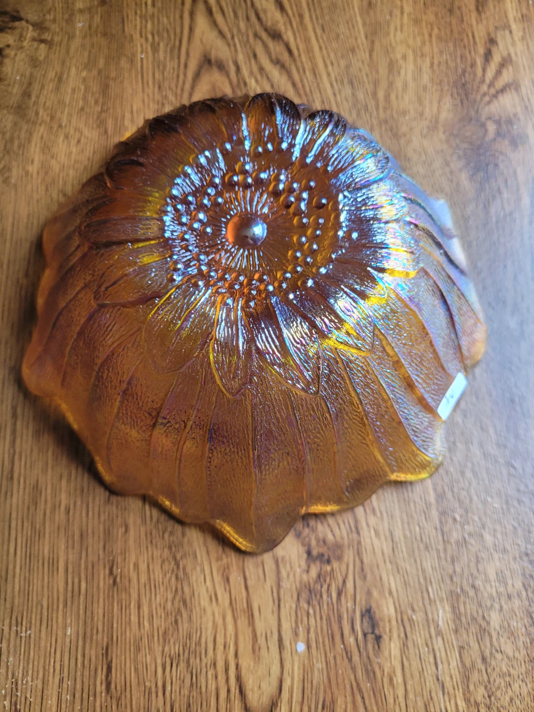 Iridescent Amber Glass Sunflower Bowl - photo 2