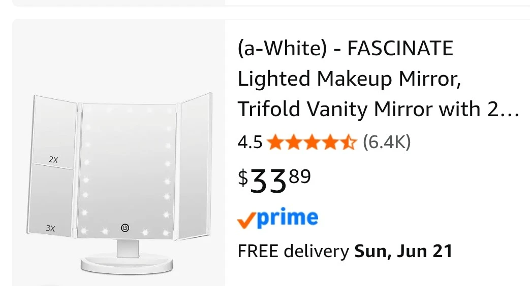 FASCINATE Lighted Makeup Mirror - White - photo 2