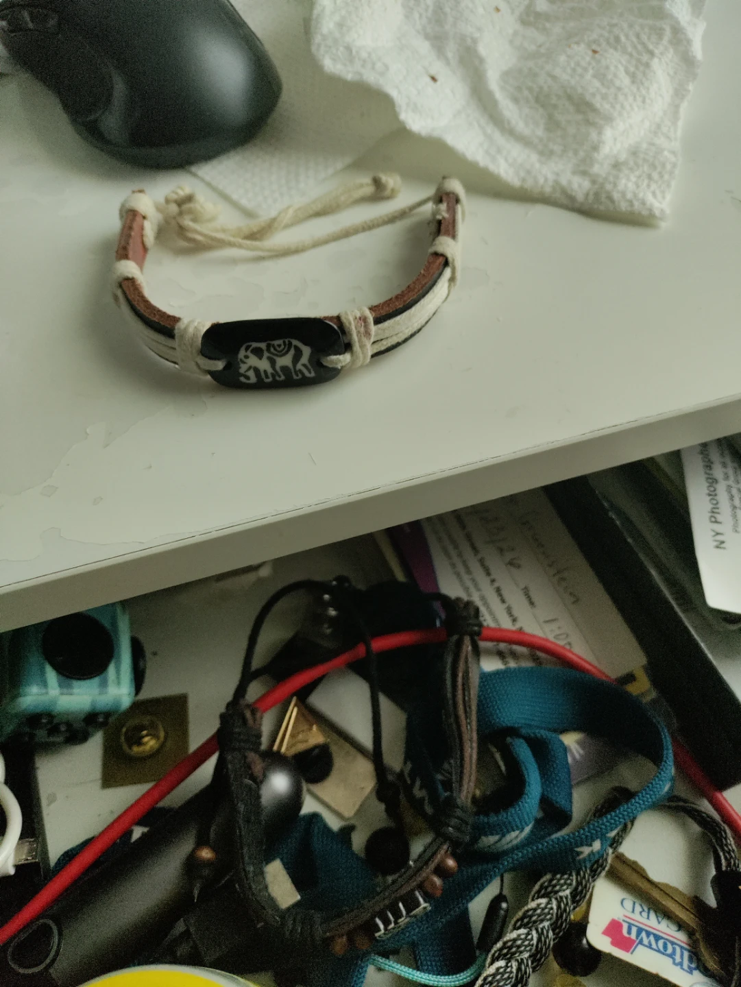 Elephant Charm Leather Bracelet