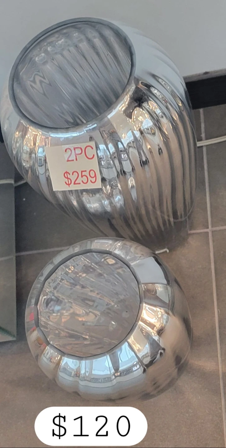 2PC Silver Decorative Vases