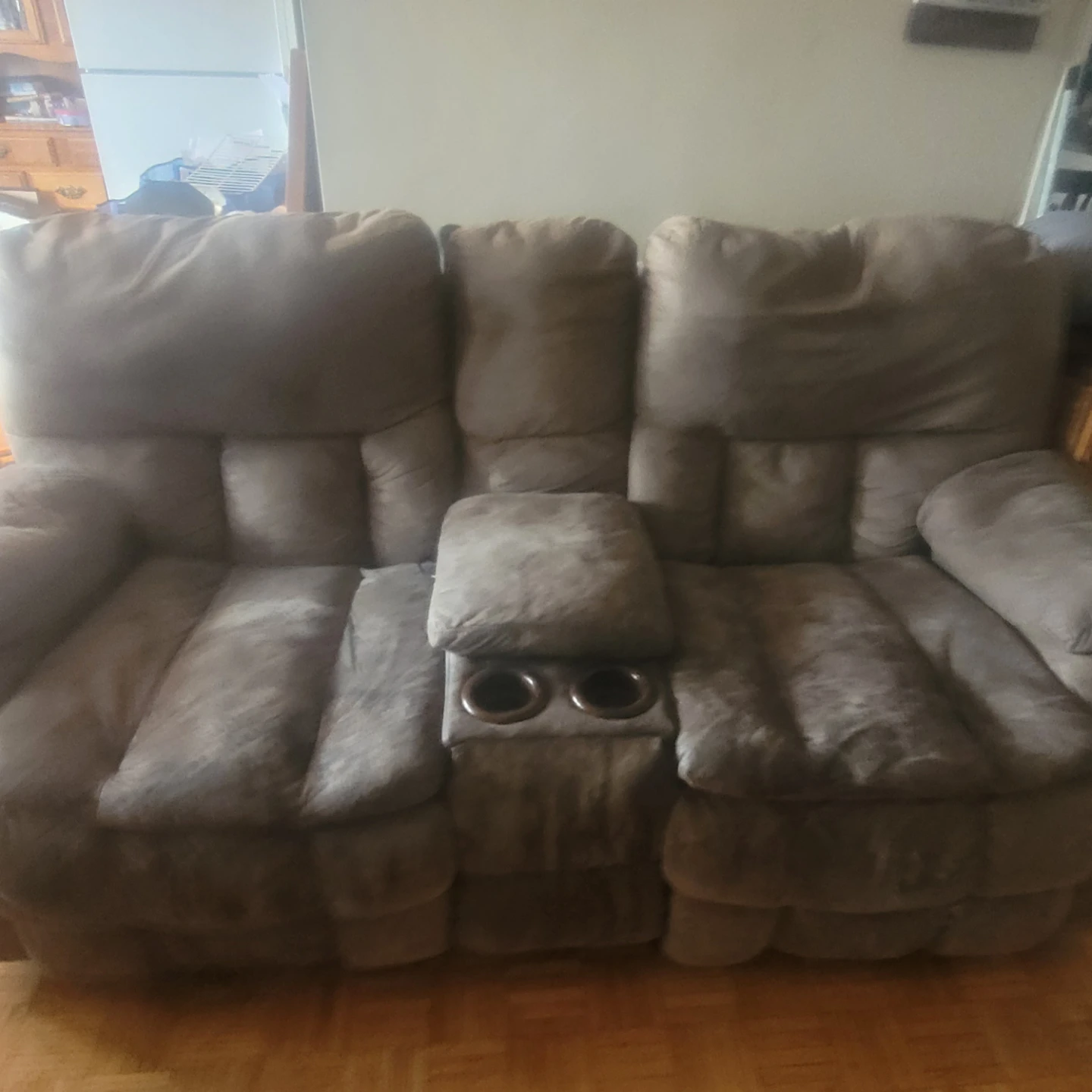 Brown Reclining Loveseat with Cup Holders - photo 2