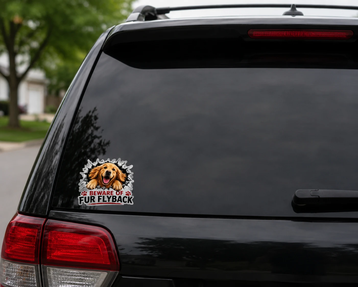 Beware of Fur Flyback Golden Retriever- CAR DECAL STICKER - photo 2