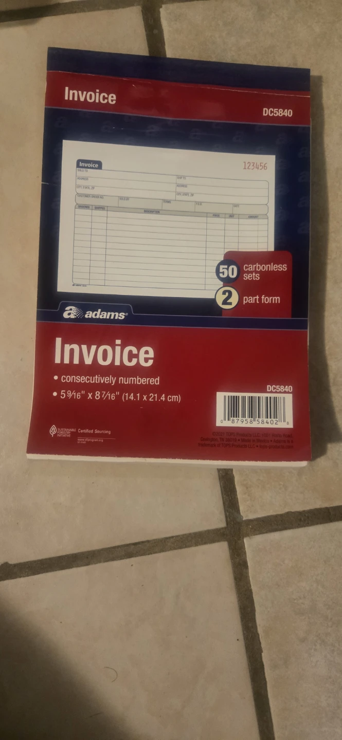 Adams Carbonless Invoice Book