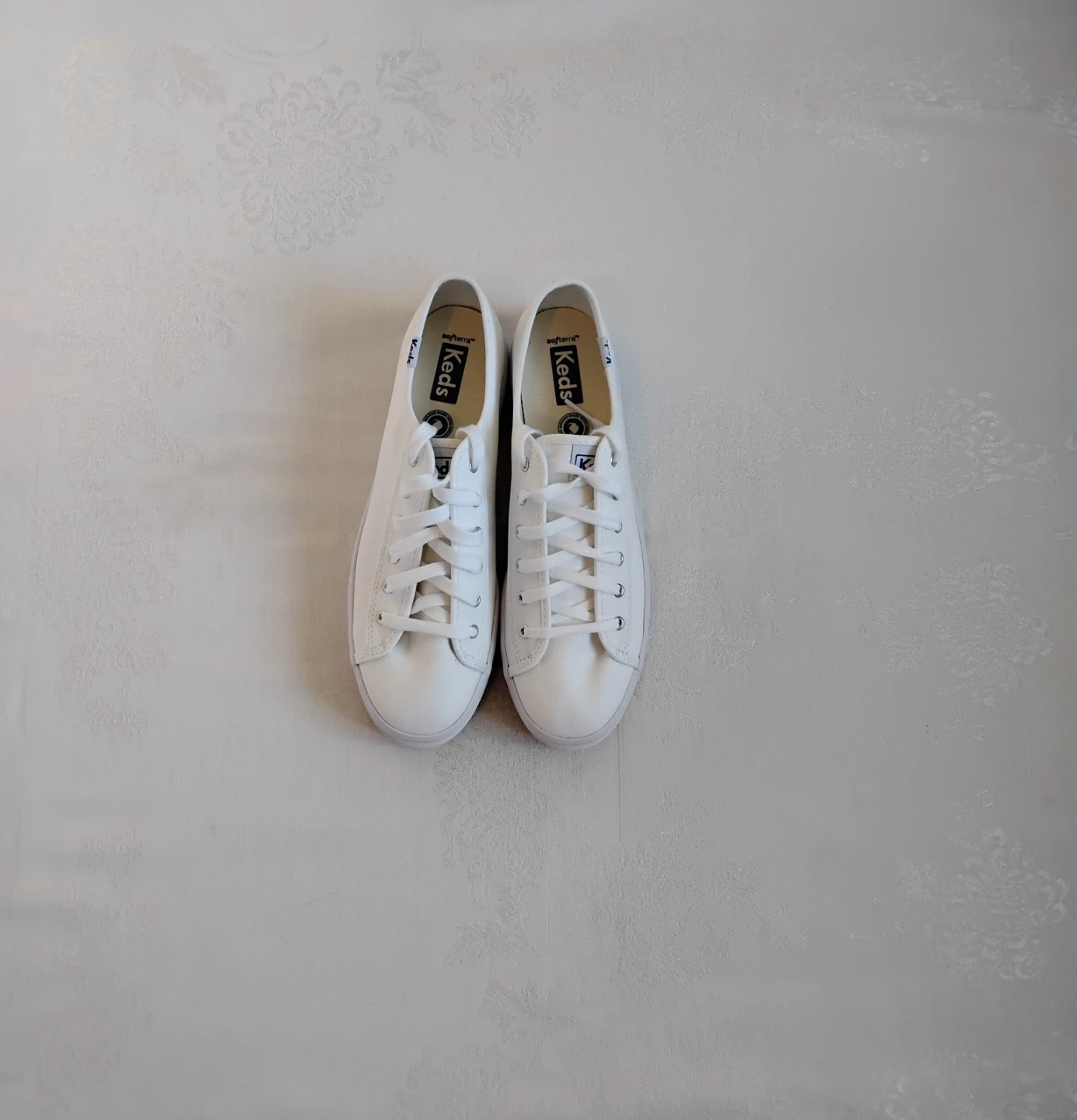 Ladies White Organic Cotton Platform Keds - photo 5