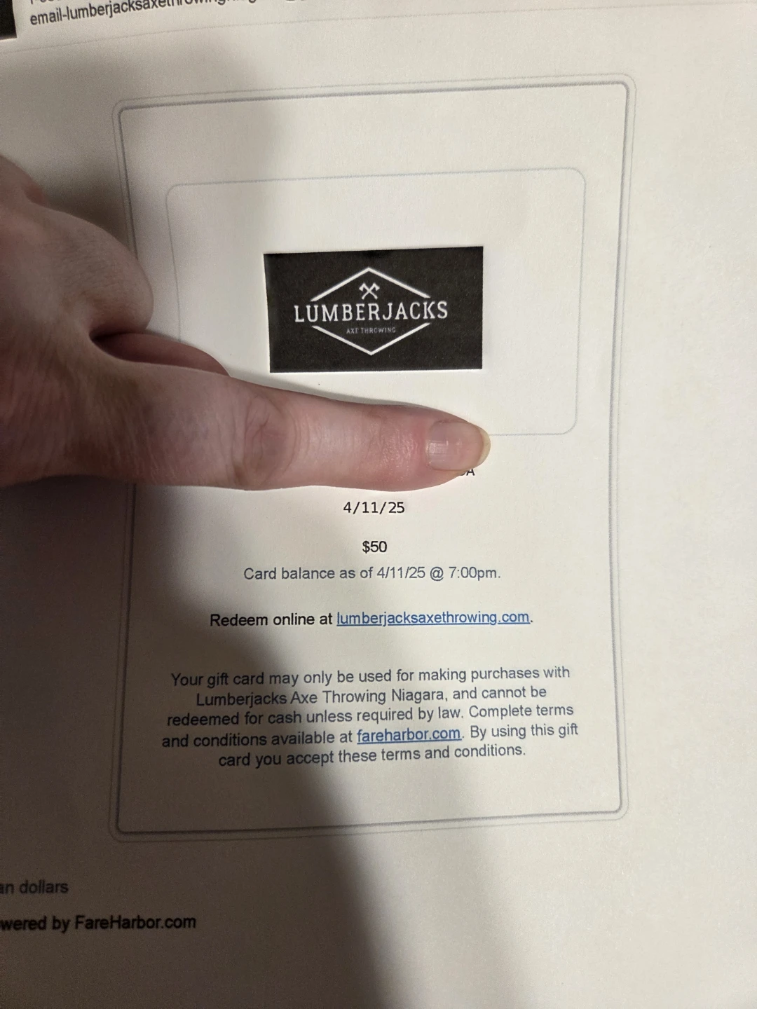 $50 Lumberjacks Axe Throwing Gift Card