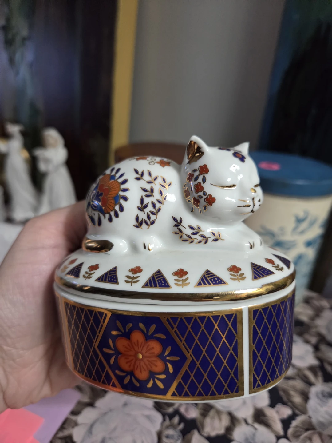 Decorative Porcelain Cat Trinket Box