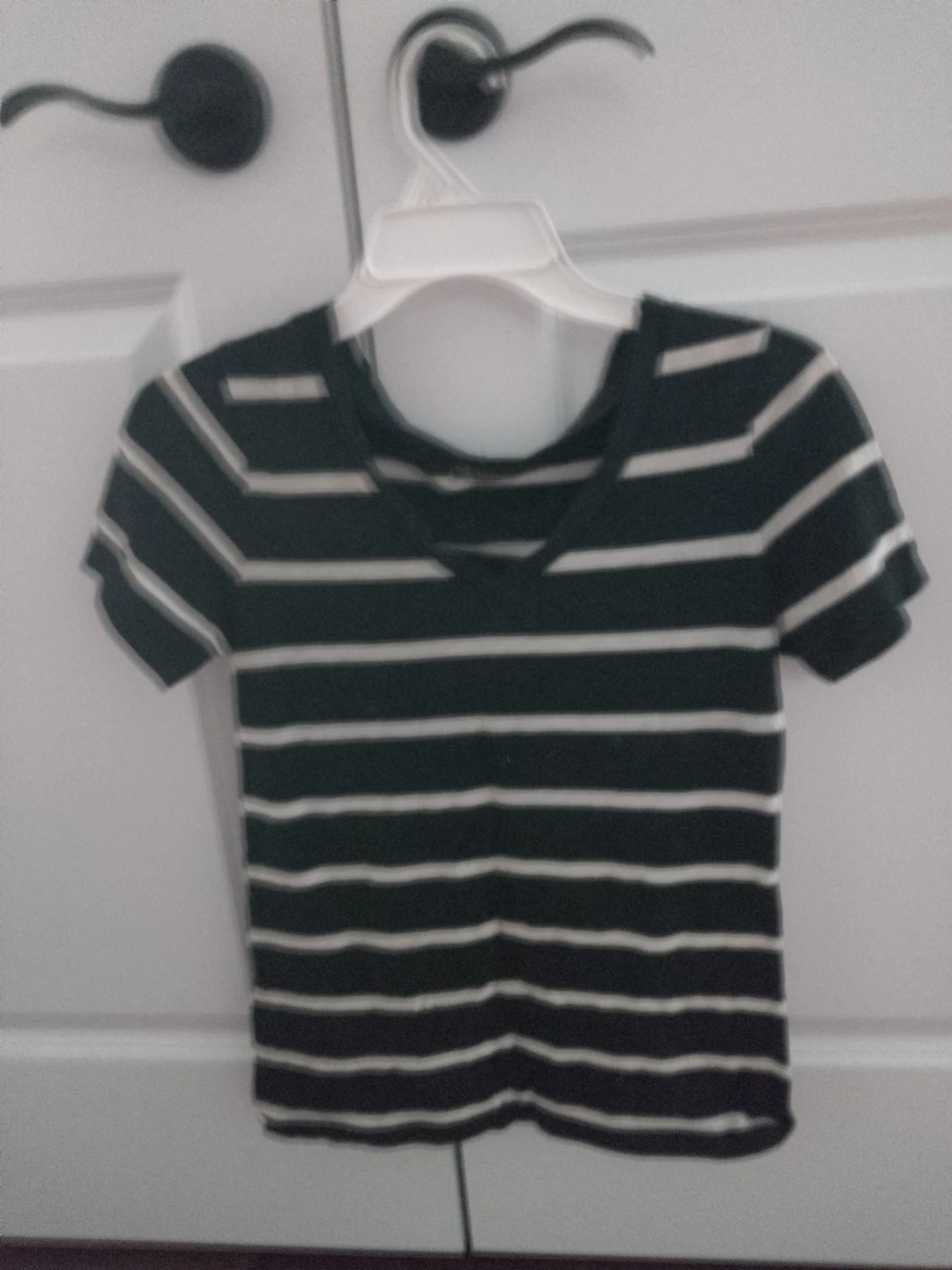 Black & White Striped V-Neck T-Shirt ⚽